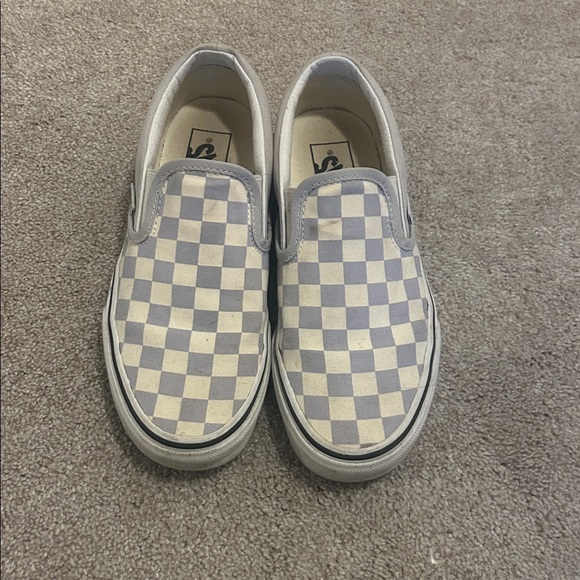 Vans Cream and Periwinkle Checkered Slip-Ons - Picture 2 of 3